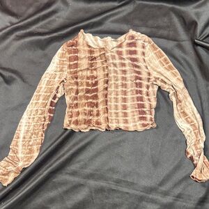 SHEIN Brown Tie-Dye Crop Top